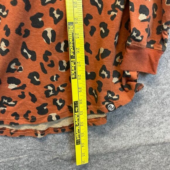 MARLEYLILLY Top Women's S/M Orange Black Leopard Print Crew Neck Long Sleeve - Picture 10 of 13